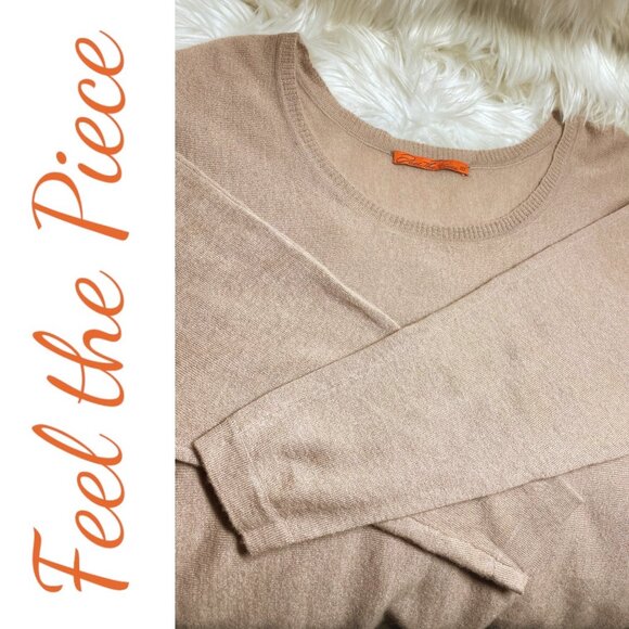 FEEL THE PIECE 100% CASHMERE SEMI SHEER BEIGE SWEATER MINIMALIST, MEDIUM - Picture 7 of 9
